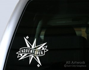 Adventurer Banner with Compass Decal in White