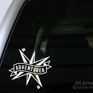 Adventurer Banner with Compass Decal in White