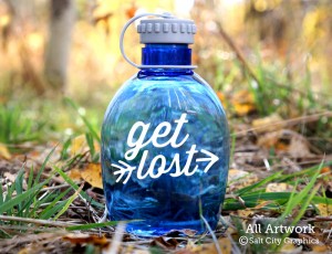 Get Lost Decal in White (shown on water bottle)