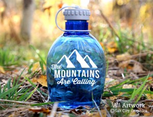 The Mountain Are Calling Decal in White (shown on water bottle)