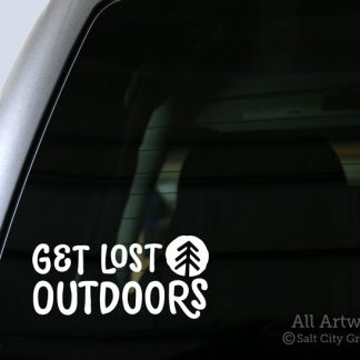 Get Lost Outdoors Decal in White