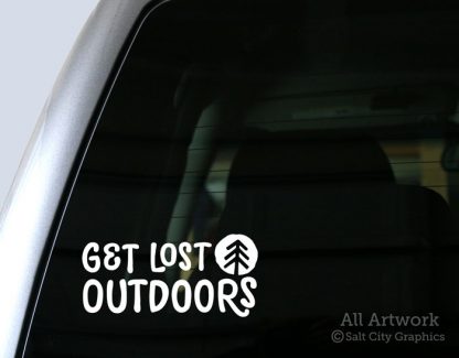 Get Lost Outdoors Decal in White