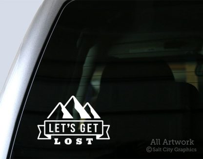Let's Get Lost Decal (Mountains) in White