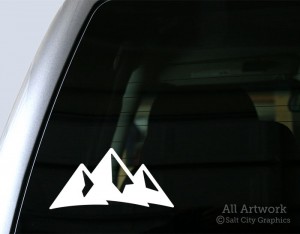 Mountains Decal (Mountain Range) in White (shown on truck window)