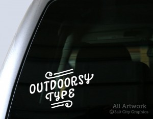 Outdoorsy Type Decal in White