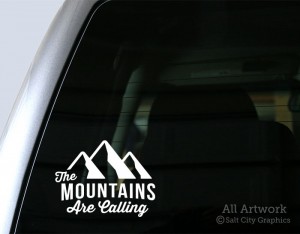 The Mountains Are Calling Decal in White