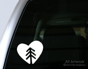 Nature Lover Decal (Tree in Heart) in White