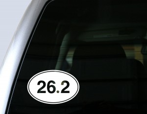 26.2 Marathon Oval Decal (Filled) in White