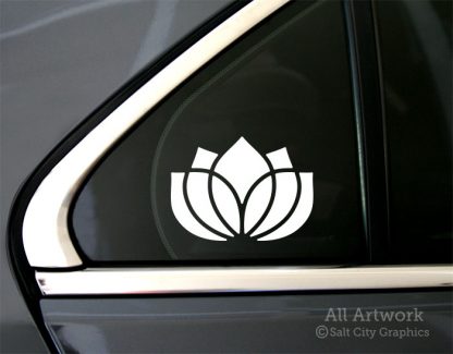 Lotus Flower Decal in White (shown on car window)