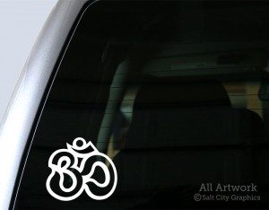 Om Outline Decal in White