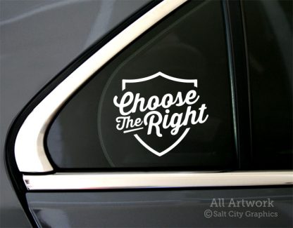 Choose the Right (CTR) Decal in White shown on car window