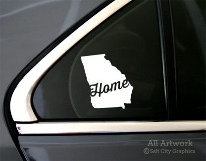 Home in Georgia Decal in White (shown on car window)