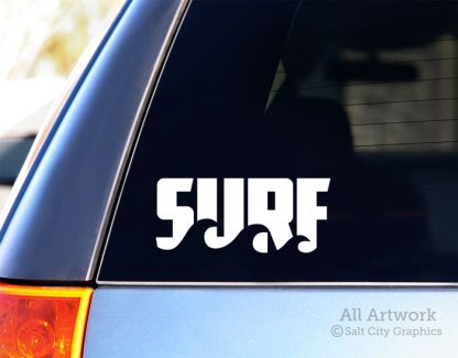 Surf with Waves Decal in White