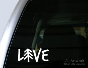 LIVE Outdoors decal in White (shown on truck window)