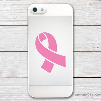 Awareness Ribbon (Breast Cancer) decal in Soft Pink (shown on phone)
