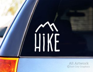Hike (Mountain) Decal in White (shown on SUV window)