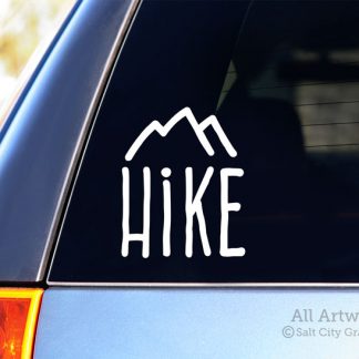 Hike (Mountain) Decal in White (shown on SUV window)