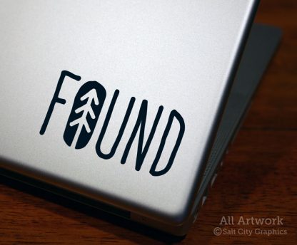 FOUND Decal (with Pine Tree) in Black (shown on laptop)