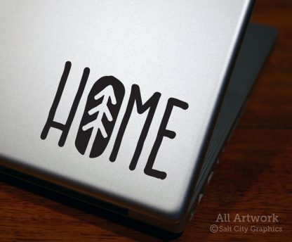 HOME Decal (with Pine Tree) in Black (shown on laptop)