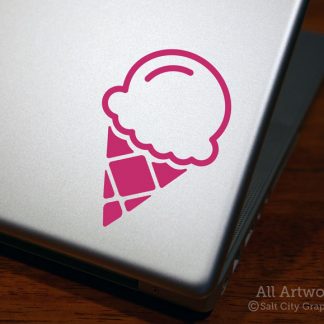 Ice Cream Cone decal in Dark Pink shown on laptop