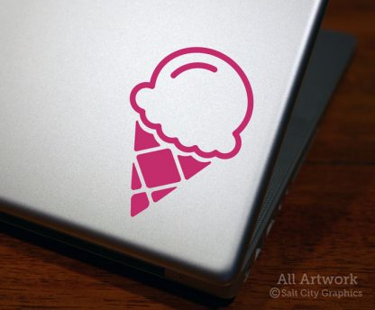Ice Cream Cone Decal in Dark Pink (shown on laptop)