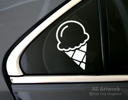 Ice Cream Cone decal in White shown on car window