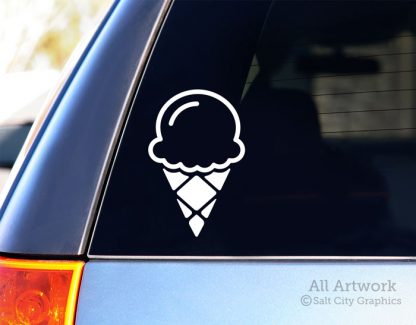Ice Cream Cone decal in White shown on SUV window