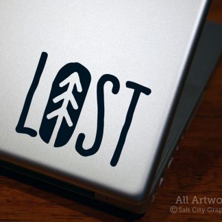 LOST Decal (with Pine Tree) in Black (shown on laptop)