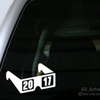 Total Solar Eclipse 2017 Decal (Eclipse Glasses) in White (shown on truck window)