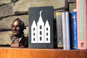 Salt Lake Temple Decal (LDS/Mormon temple) in White (shown on painted craft block)
