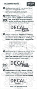 Image of application instructions for Salt City Graphics decals; copyright Salt City Graphics